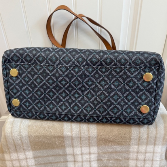 Fossil Large Sydney Shopper Tote- Blue Geometric Pattern - Picture 11 of 16